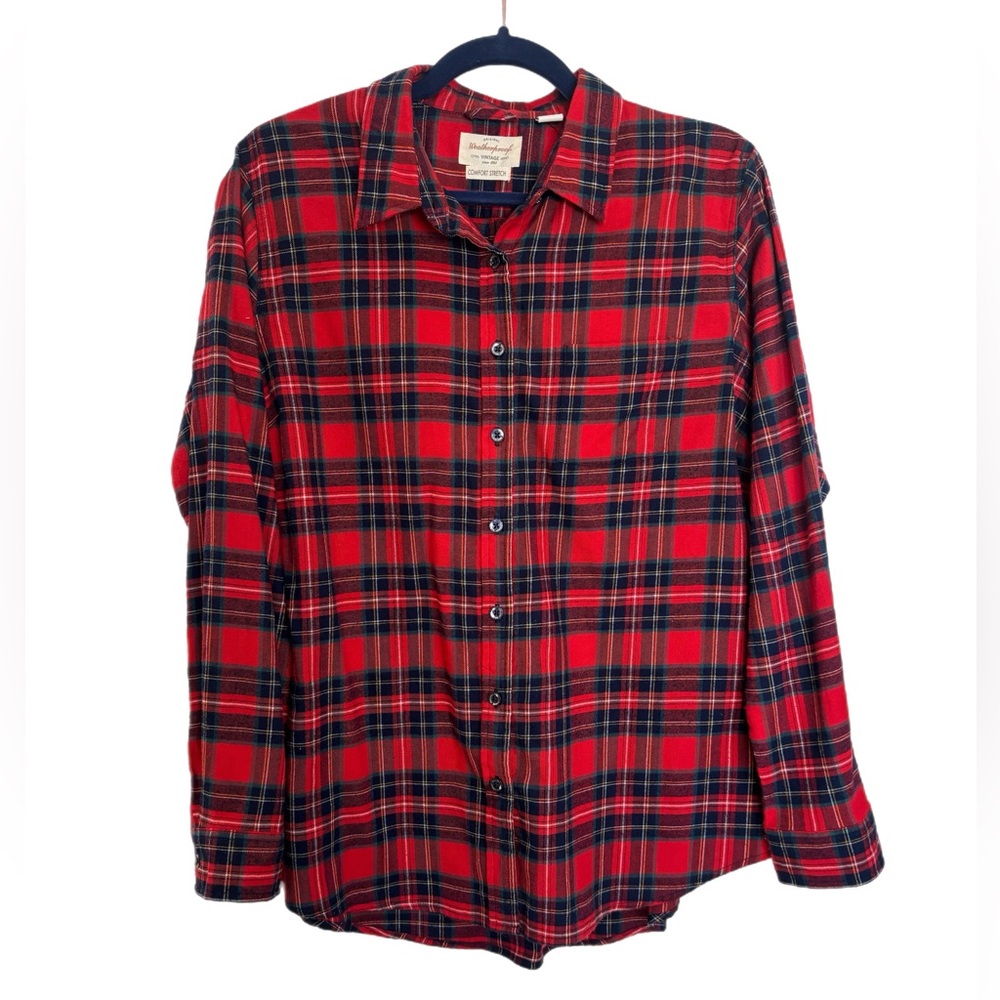 Weatherproof Vintage red plaid long sleeve button up